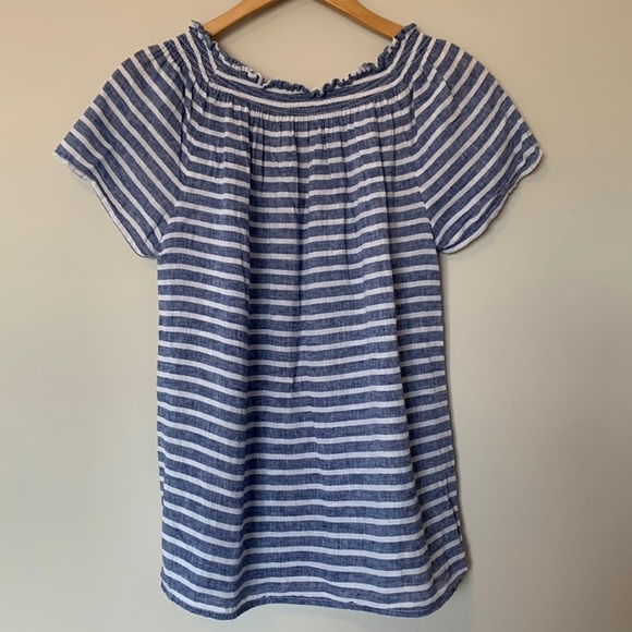 Striped linen off-the-shoulder top - Picture 4 of 5